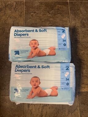2  packs of 34 count target diapers size 2